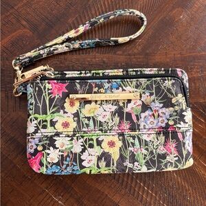 Betsy Johnson XOTalli double zipper wristlet | Rare black floral print